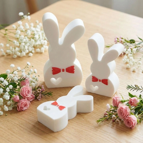 Hase Silikonform Mehrere Mulden Ostern Kaninchen DIY Harzguss Kerzenherstellung Herz Ornament Dekor Handwerkzeug