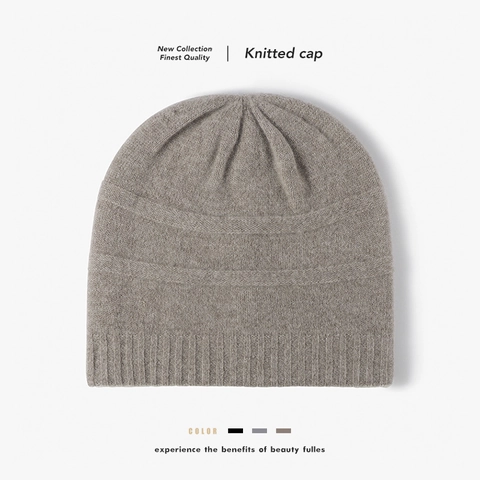 Bonnet En Laine Tricotée Pour Femme Slouchy Chaud Hiver Extérieur Côtelette