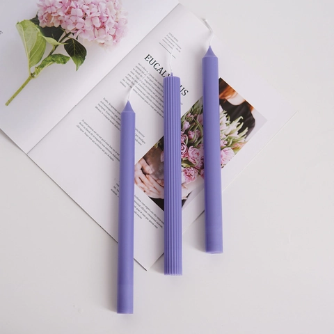 Slender Taper Candle Mold Ribbed Striped Church Top Texture Plastic Aromatherapy Candle Making Tool DIY Home Decor