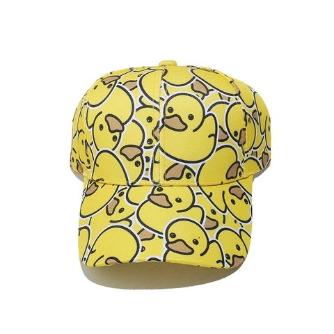 Cute Little Yellow Duck Print Baseball Cap Polyester Curved Brim Adjustable Sun Hat For Women Outdoor Fashion