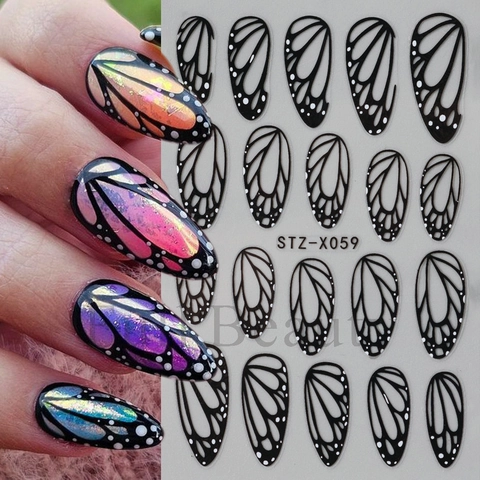 Schmetterlingsflügel Stern Herz Nagelkunst Aufkleber Selbstklebend DIY Dekoration Abziehbilder Für Frauen