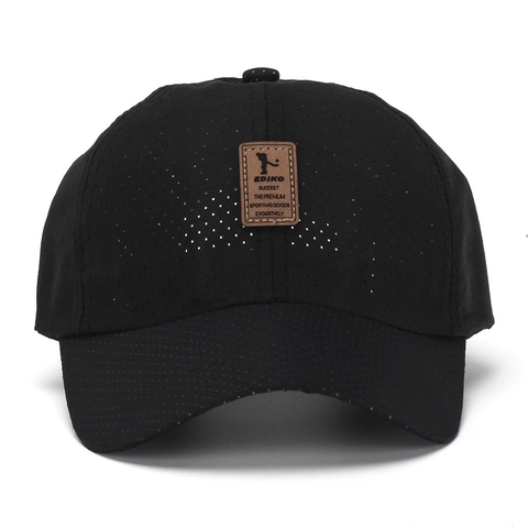 Quick Dry Baseball Cap Mesh Breathable Sun Hat For Outdoor Sports Fishing Hiking Adjustable Casual Unisex Leather Patch