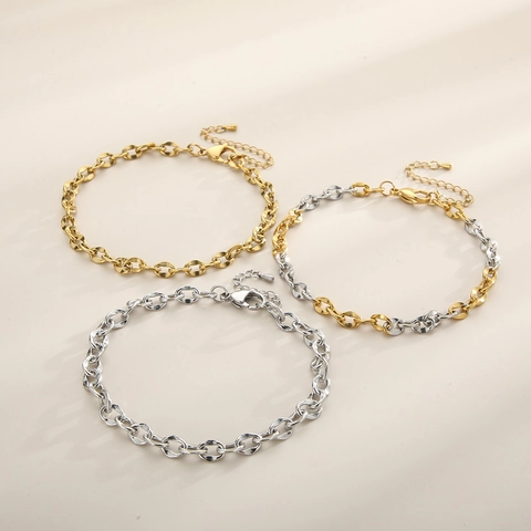 Titanium Edelstahl Geometrisches Fußkettchen Für Damen 18K Vergoldet Verstellbar Minimalistisches Fußkettchen Mode