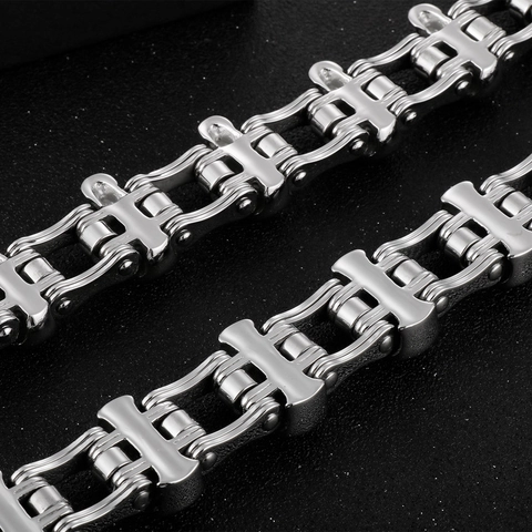 Bracelet Crâne Homme Acier Inoxydable 316L Rétro Biker Chaîne Mécanique Hip Hop Punk Gothique Bijoux Style Heavy Metal