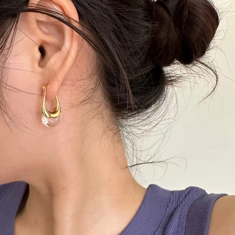 Minimalistische Geometrische U-Vormige Oorbellen Voor Dames Koper Met Ingelegde Strass Goud Zilver Verguld Mode Sieraden Cadeau