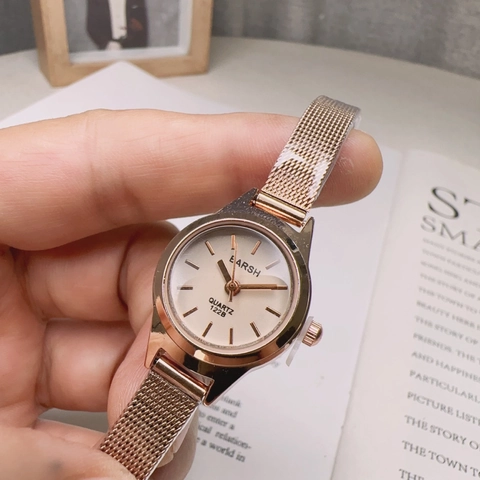Women's Quartz Watch Rose Gold Mesh Metal Strap Minimalist Casual Wristwatch Alloy Elegant