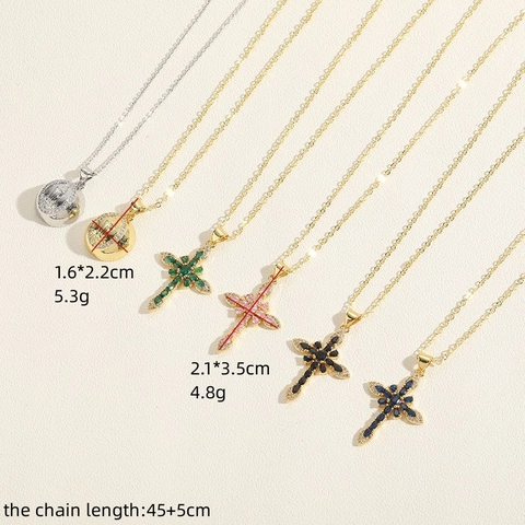 Vintage Koperen Religieus Kruis Maagd Maria Hanger Ketting Kleurrijke Zirconia Ingelegd Goud Zilver Vergulde Sieraden Dames