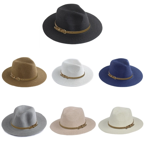 Chapeau Fedora Paille De Papier Protection Solaire Voyage D'Été Style Britannique Vintage Avec Boucle De Ceinture Large Bord