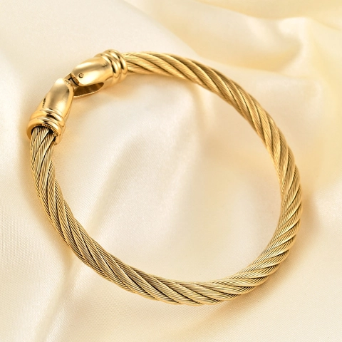 Bracciale Rigido Minimalista in Acciaio Inossidabile a Torsione di Cavo per Uomo Donna Unisex Braccialetto a Filo Ritorto Gioielli di Moda