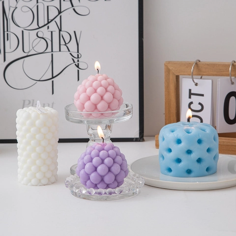 Geurkaars Paraffine Geometrische Bubbel Bal Pilaar Gewatteerde Textuur Noords Ins Home Decor Ornament Cadeau