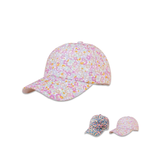Floral Print Baseball Cap Polyester Breitkrempig Sonnenschutz Verstellbar Schirmmütze Für Kinder Mädchen Sommer Outdoor Mode