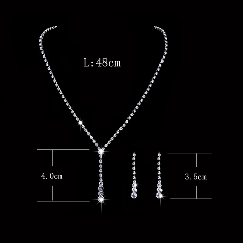 Set Di Gioielli Con Strass Placcato Argento Collana A Nappa A Forma Di Y E Orecchini A Pendente Per Sposa Matrimonio