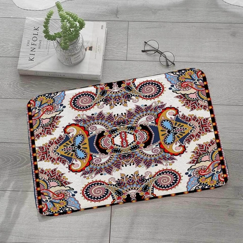 Tappeto Da Pavimento Assorbente Antiscivolo Stile Bohemienne Paisley Mandala Flanella Per Bagno Soggiorno Cucina Ingresso
