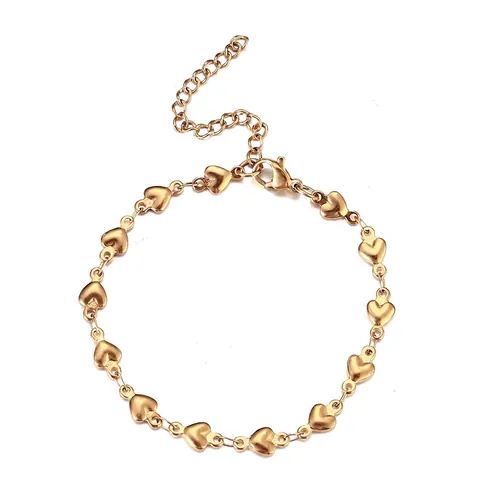 Minimalist Stainless Steel Heart Link Bracelet For Women Fashion Jewelry With Adjustable Extension Chain