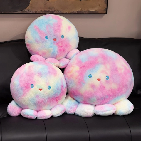 Peluche A Forma Di Polpo Tie Dye Colorato Morbido Animale Marino Bambola Per Bambini Decorazione Casa Regalo