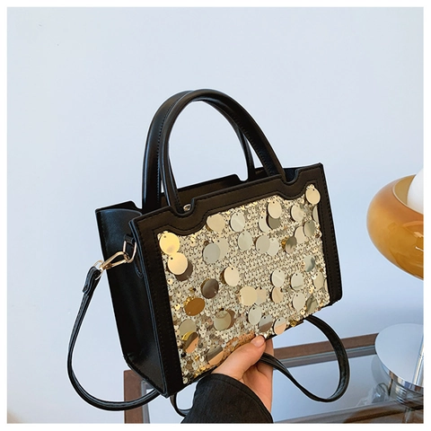 Sac À Main Paillettes Brillant Femmes Cuir PU Sac Bandoulière Carré Mode Fête Banquet Design De Niche