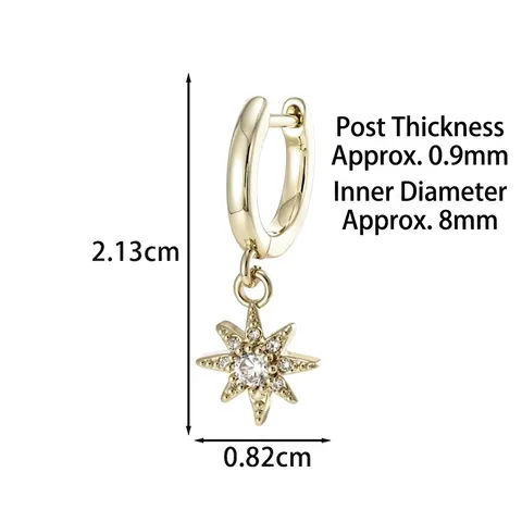 Pendientes De Aro De Cobre Con Colgante De Estrella Brillante De Circonita Retro Oro Café Girasol Joyas Para Mujer