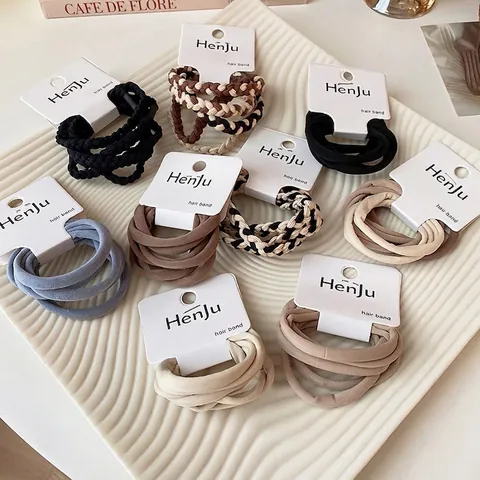 Elastici Per Capelli Ad Alta Elasticità Fasce Per Capelli In Tessuto Minimalista Porta Coda Di Cavallo Geometrici Intrecciati Per Donne