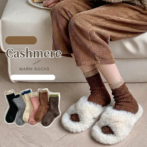 Calze Metà Polpaccio Donna Misto Lana Spesse Calde Invernali Costine Blocchi Colore Maglia Termiche Casual Per Signora