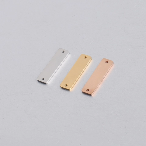 Colgantes Rectangulares Acero Inoxidable 304 Pulido Espejo Etiquetas Blanco DIY Joyería Agujero Simple Doble