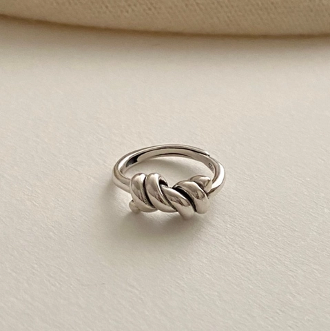 Anello Con Nodo In Argento Sterling 925 Design A Corda Intrecciata Minimalista Gioielli Regolabili Da Donna