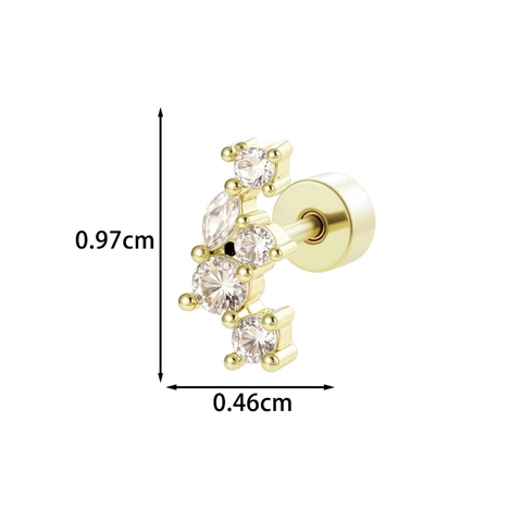 Marquise Zircon Stud De Cartilage D'oreille Acier Titane Cuivre Piercing Dos À Vis Rangée Courbée Bijoux Femmes