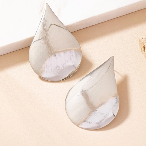 Alloy Oversized Teardrop Shape Earrings For Women Modern Minimalist Chunky Geometric Mirror Polished Brushed Jewelry