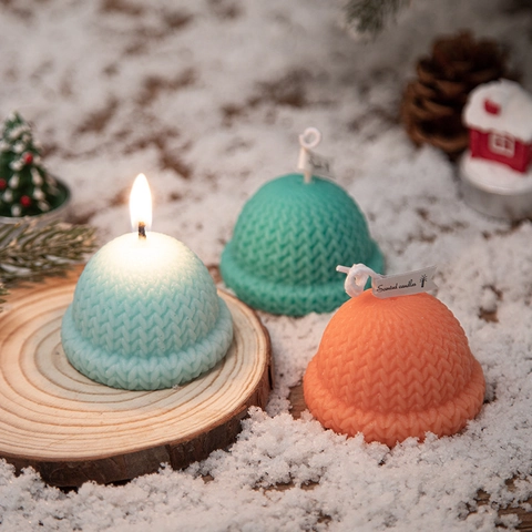Christmas Scented Candles Knitting Texture Mitten Sweater Hat Shape Soy Wax Smokeless Holiday Party Home Decor Gift