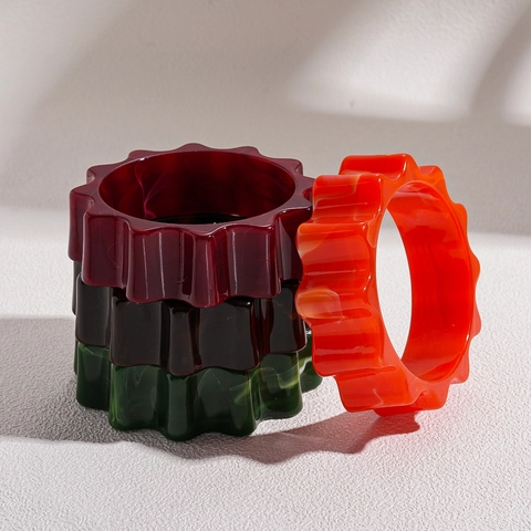 Geometrisches Armband Mit Wellenkante Acryl Übertrieben Marmor Schildpatt Textur Breit Dick Personalisiert Für Damen