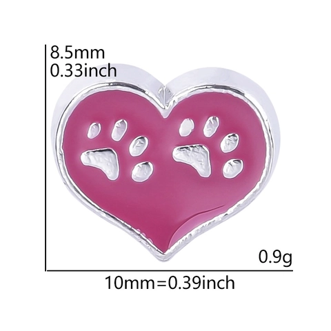 Pet Paw Print Floating Charms Alloy Enamel Rhinestone DIY Jewelry Locket Accessories Cat Dog Bone Silhouette Design