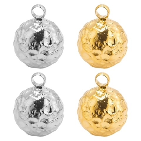 Stainless Steel Hammered Ball Pendant Vacuum 18k Gold Plated Geometric Sphere Charm For DIY Jewelry Making Accessories