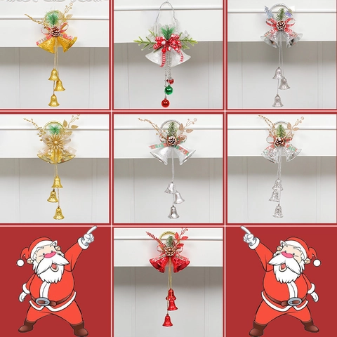 Campanelle Di Natale Ornamenti Appesi Plastica Pigna Fiocco Scozzese Aghi Di Pino Decorazione Festiva Albero Casa