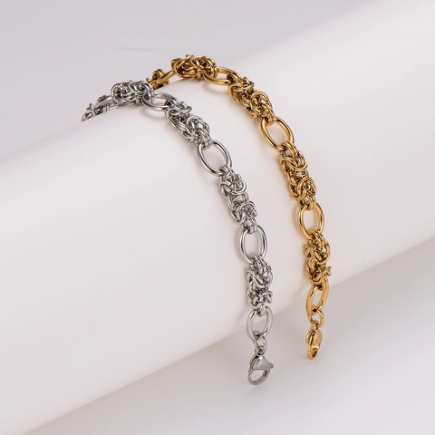 Bracciale A Catena Unisex Acciaio Inossidabile 304 Placcato Oro 18K Cavo Geometrico A Forma Di U Intrecciato Regolabile