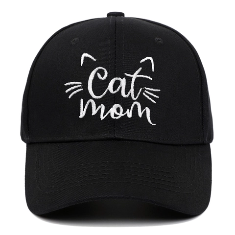 Cappellino Da Baseball In Cotone Ricamato Motivo Lettere Cat Mom Protezione Solare Regolabile Cappello Sportivo Casual