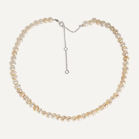 Elegante Collana di Perle d'Acqua Dolce da Donna Choker con Perle Barocche in Ottone Placcato Oro per Gioielli da Festa di Nozze