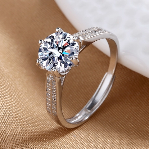 Bague Réglable Élégante À Six Griffes Pour Femmes Avec Zircone Bijoux De Fiançailles Classiques En Cuivre