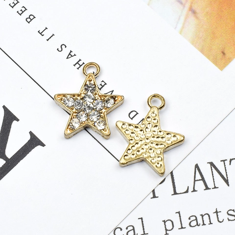 Star Moon Charms Alloy Rhinestone Gold Plated Pendants For DIY Jewelry Making Necklaces Bracelets Sparkling Fashion Accessories
