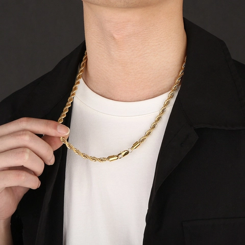 Collana A Catena Di Corda Minimalista Acciaio Inossidabile Placcato Oro Placcatura Sottovuoto Gioielli Hip Hop Per Donne Uomini