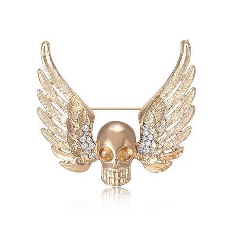 Legierung Rhinestone Schädel Flügel Brosche Gothic Punk Anstecknadel Für Herren Damen Dunkler Stil Bekleidungsschmuck