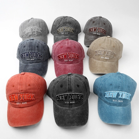 Cappellino Da Baseball In Cotone Lavato Vintage Ricamo New York Est 1625 Retro Berretto Con Visiera Regolabile Uomo Donna