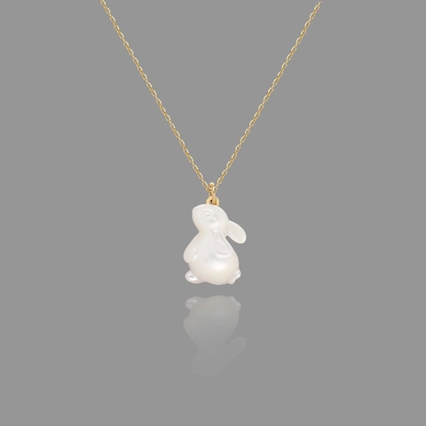 Collana Con Pendente Coniglio Acciaio Al Titanio Con Conchiglia Bianca Coniglio Lunare Animale Carino Catena Clavicola Donna