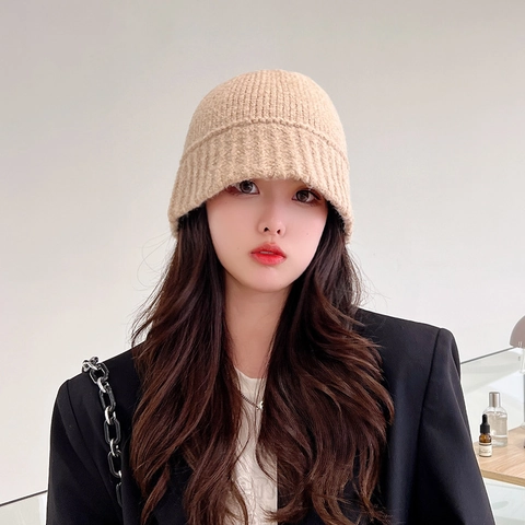 Sombrero de Pescador de Punto para Mujer Invierno Cálido Protección de Oídos Acanalado Crochet Gorro de Campana Suave
