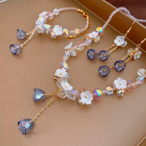 Orecchini Lunghi Con Nappine A Fiori In Acrilico E Cristallo Con Perno In Argento Per Donne Gioielli Eleganti