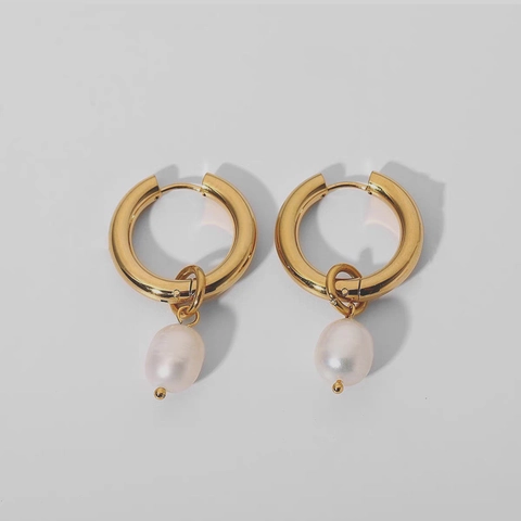 18K Verguld Roestvrij Staal Zoetwaterparel Ring Oorbellen Frans Retro Minimalistische Sieraden Voor Dames Feest Cadeau