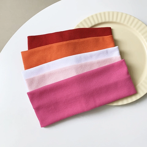 Fascia Per Capelli In Maglia A Costine Larga Elastica Per Donna Lavaggio Viso Yoga Sport Trucco Tinta Unita Accessorio