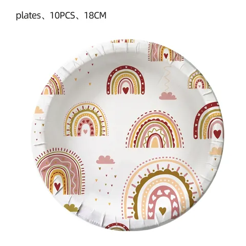 Boho Regenbogen Geburtstagsparty Zubehör Geschirr Dekoration Pappteller Tassen Servietten Luftballons Banner Tischdecke Boho Thema
