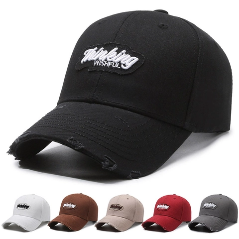 Casquette De Baseball En Coton Distressé Design Vintage Broderie Ajustable Chapeau Soleil Hommes Femmes