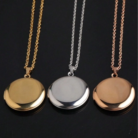 Collana Medaglione Rotondo Acciaio Inossidabile Pendente Cornice Per Foto Apribile Gioielli Di Moda Minimalisti