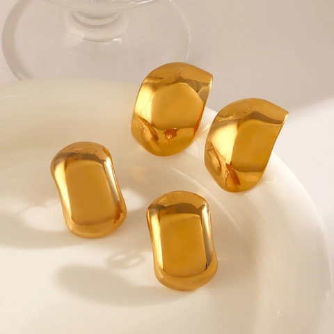 Geometrische Ovale Glatte Edelstahl Ohrringe Vergoldet Poliert Minimalistischer Modeschmuck Für Frauen Elegant