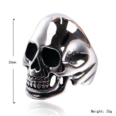 Stainless Steel Skull Ring High Polished Gothic Punk Rock Hip Hop Jewelry Gift For Men Cool Mirror Finish Bands